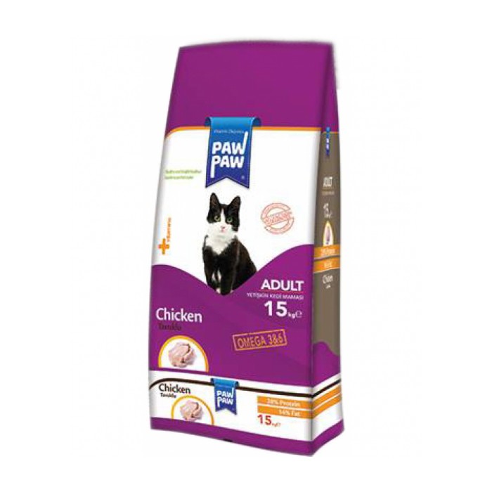 <p><strong>Сухой корм для взрослых кошек PawPaw с курицей 15 кг</strong></p>