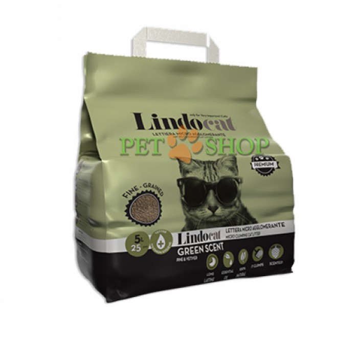 <p><strong>Lindocat Green Scent — это агломерирующая гигиеническая подстилка, состоящая из 100% мелкозернистого бентонита с запахом сосны.</strong></p>
