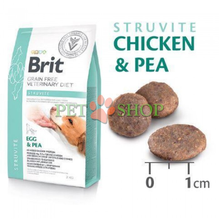 <p><strong>Brit Vet Dog Struvite Egg, Pea</strong>&nbsp;&mdash; лечебный сухой беззерновой корм для взрослых собак при струвитном типе МКБ.</p>
