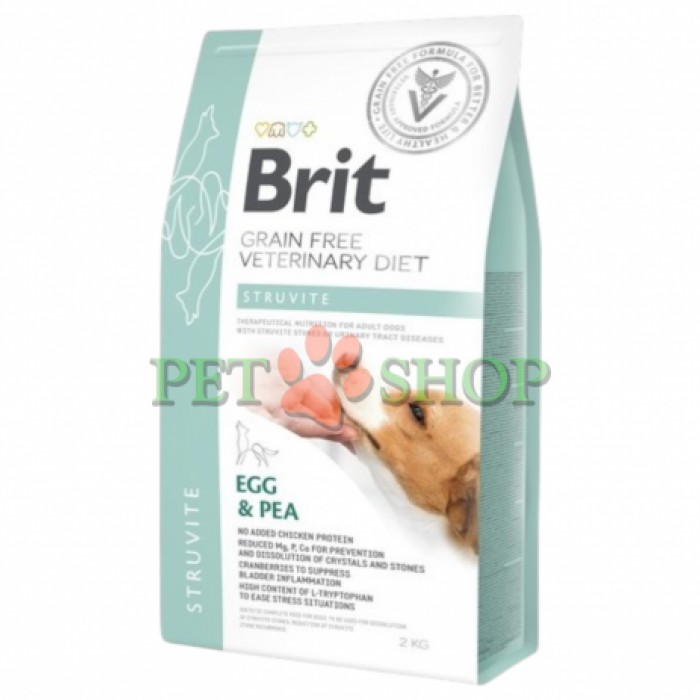 <p><strong>Brit Vet Dog Struvite Egg, Pea</strong>&nbsp;&mdash; лечебный сухой беззерновой корм для взрослых собак при струвитном типе МКБ.</p>