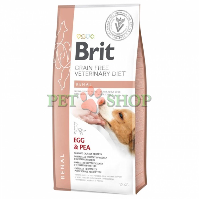 <p><strong>Brit Vet Dog Renal</strong>&nbsp;<strong>Egg, Pea</strong>&nbsp;&mdash; лечебный сухой беззерновой корм для взрослых собак при хронической почечной недостаточности.</p>