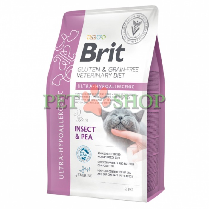 <p><strong>Brit GF Veterinary Diet Cat Ultra-Hypoallergenic </strong>- полноценный корм, разработанный для снижения пищевой непереносимости и поддержки функции кожи при дерматозах и чрезмерном выпадении волос. Без зерна и глютена.</p>