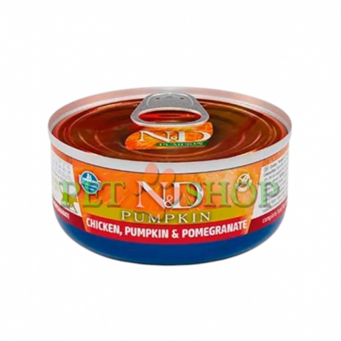 <p><strong>Farmina ND Chicken,&nbsp;Pumpkin, Pomegranate - </strong>hrană umedă completă pentru pisici adulte, cu pui, dovleac și rodie.</p>
