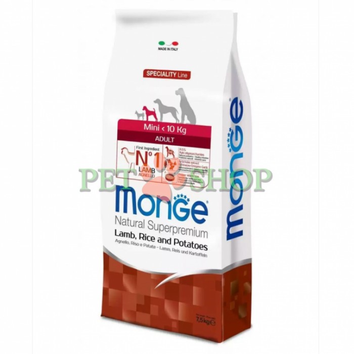 <p><strong>Monge Dog Speciality Line Monoprotein Mini&nbsp;Lamb, Rice, Potatoes</strong> - сухой корм из мяса ягнёнка с рисом и картошкой для взрослых собак мелких пород.</p>