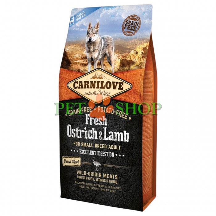 <p><strong>Carnilove Adult Small Breed Fresh Ostrich, Lamb</strong> - hrană fără cereale și cartofi, cu carne proaspătă de struț și miel, pentru câini adulți de rase mici. Hrană completă pentru câini.</p>