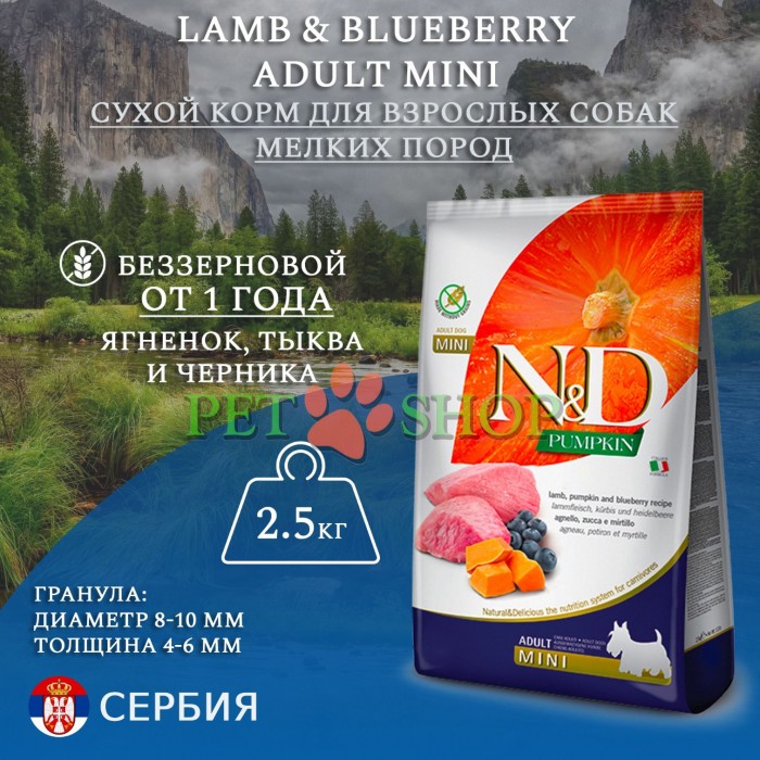 <p><strong>Farmina ND Pumpkin Dog Grain Free Lamb,&nbsp;Blueberry Adult Mini</strong> -&nbsp;hrană uscată completă, fără cereale, pentru c&acirc;ini adulți de talie mică.</p>