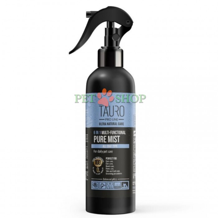 <p><strong>Многоцелевое средство Tauro Pro Line ULTRA NATURAL CARE 6in1 PURE MIST без запаха предназначено для ежедневного ухода за собаками, кошками и другими мелкими домашними животными. Оно защищает кожу от сухости и аллергии.</strong></p>
