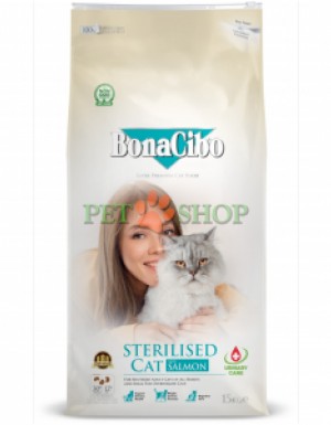 <p><strong>Bonacibo Adult Cat Light, Sterilised Urinary Salmon</strong> -&nbsp;разработан для стерилизованных или склонных к набору веса кошек. Корм содержит тщательно сбалансированные уровни белков и жиров, которые помогают контролировать вес, одновременно обеспечивая все необходимые питательные вещества в вкусном и полноценном рационе.</p>