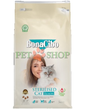 <p><strong>Bonacibo Adult Cat Light, Sterilised Urinary Salmon</strong> -&nbsp;разработан для стерилизованных или склонных к набору веса кошек. Корм содержит тщательно сбалансированные уровни белков и жиров, которые помогают контролировать вес, одновременно обеспечивая все необходимые питательные вещества в вкусном и полноценном рационе.</p>