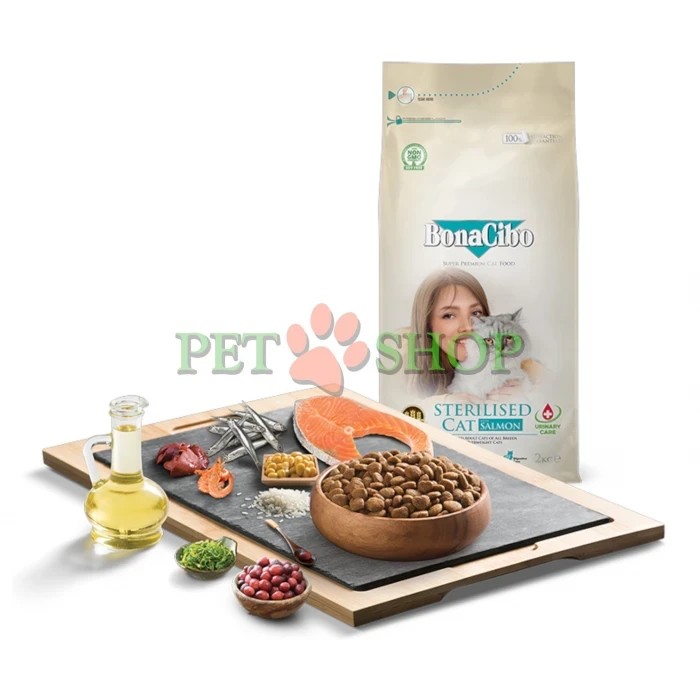 <p><strong>Bonacibo Adult Cat Light, Sterilised Urinary Salmon</strong> -&nbsp;разработан для стерилизованных или склонных к набору веса кошек. Корм содержит тщательно сбалансированные уровни белков и жиров, которые помогают контролировать вес, одновременно обеспечивая все необходимые питательные вещества в вкусном и полноценном рационе.</p>