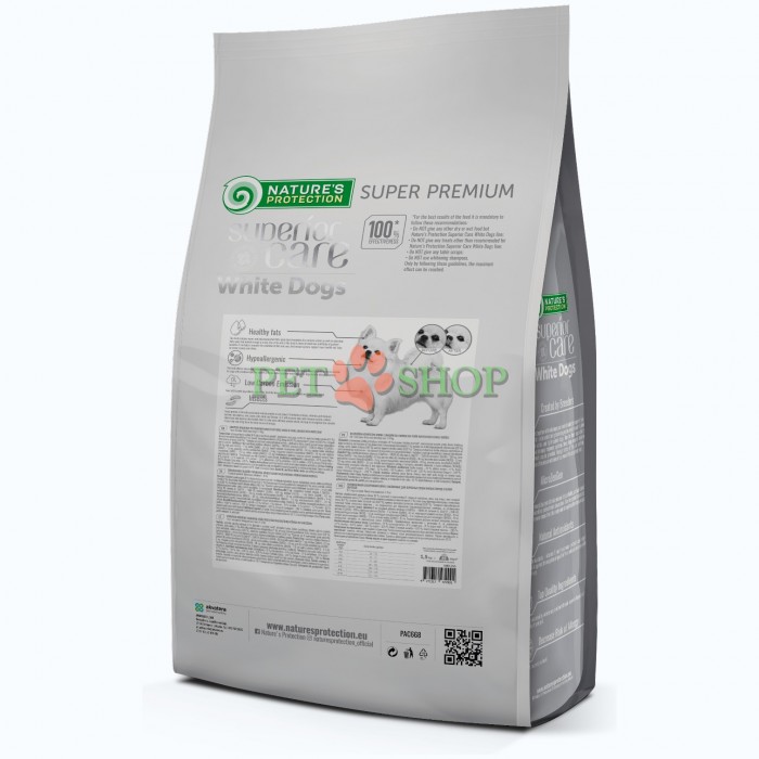 <p><strong>Nature's Protection Superior Care White Dogs Grain Free Insect Adult Small Breeds -&nbsp;</strong>полнорационный беззерновой корм с белком насекомых для взрослых собак малых пород весом от 1 до 10 кг с белым или светлым окрасом шерсти. Корм не содержит зерновые, поэтому подходит маленьким собакам с чувствительным пищеварением или склонностью к аллергии.</p>