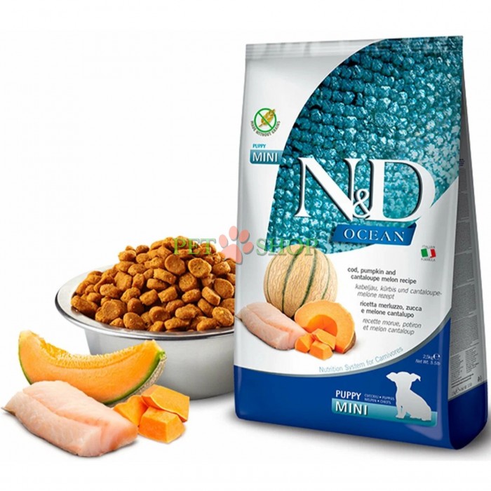 <p><strong>Farmina ND Ocean Dog Puppy Mini&nbsp;Cod, Pumpkin and Cantaloupe Melon - </strong>полнорационный беззерновой сухой корм для щенков, беременных и кормящих сук мелких пород со вкусом трески, тыквы и мускусной дыни.</p>