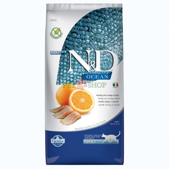 <p><strong>Farmina ND Ocean Neutered Cat Adult&nbsp;Herring, Orange -&nbsp;</strong>сельдь и апельсин. Полнорационный беззерновой сухой корм для стерилизованных кошек и кастрированных котов.</p>