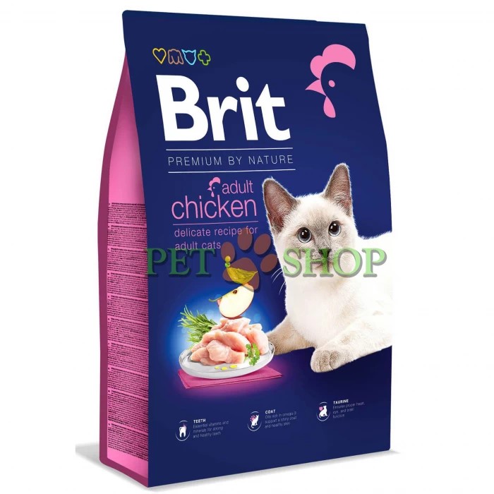 <p><strong>BRIT Premium by Nature Cat Adult Chicken -&nbsp;</strong>премиальный полноценный корм для кошек. Формула с курицей предназначена для взрослых животных. Ингредиенты &mdash; натуральные, вкусные, способствующие здоровому ежедневному питанию.</p>