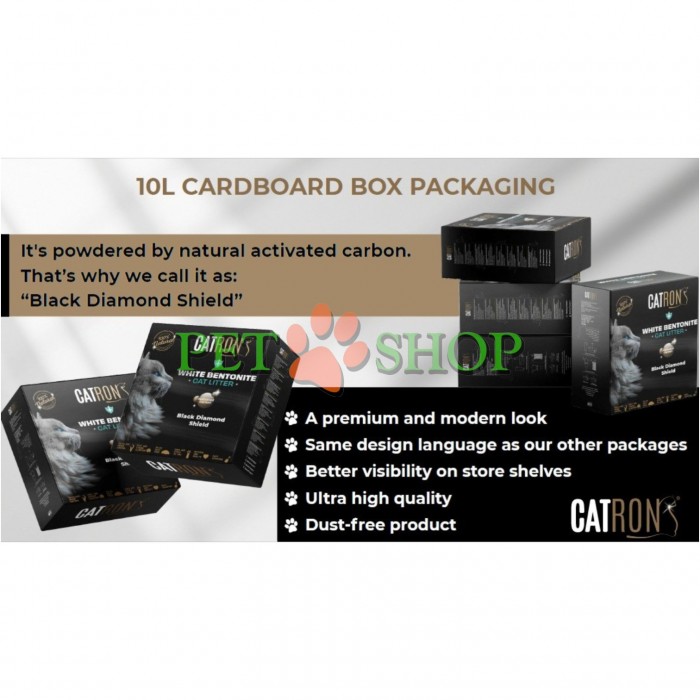 <p><strong>Catron Bentonite Activated Carbon 10 L</strong> - это высококачественный белый бентонит премиум-качества с добавлением активированного угля. Благодаря этому наполнитель имеет благородный серый оттенок и содержит гранулы активированного угля, эффективно поглощающие запахи.</p>