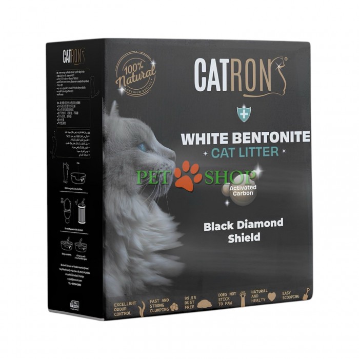 <p><strong>Catron Bentonite Activated Carbon 10 L</strong> - это высококачественный белый бентонит премиум-качества с добавлением активированного угля. Благодаря этому наполнитель имеет благородный серый оттенок и содержит гранулы активированного угля, эффективно поглощающие запахи.</p>