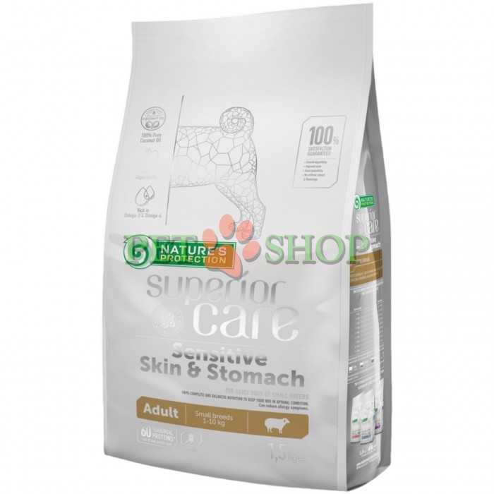 <p><strong>Nature&rsquo;s Protection Superior Care Sensitive Skin, Stomach Adult Small Breeds -&nbsp;</strong>полнорационный сухой корм с мясом ягненка для взрослых собак малых пород весом от 1 до 10 кг с чувствительным пищеварением и пищевой аллергией.</p>