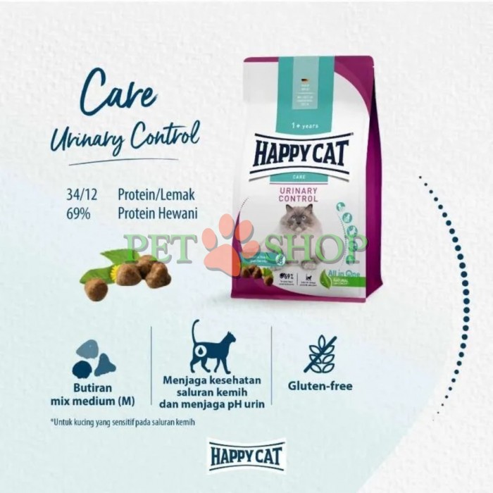 <p><strong>Happy Cat Care Urinary Control - специальный корм для защиты мочевыводящих путей.</strong>&nbsp;Повышенное содержание метионина (который подкисляет мочу) помогает защищать мочевыводящие пути питомца. Уровень минералов, таких как кальций, фосфор и магний, также снижен, что обеспечивает дополнительную защиту.</p>