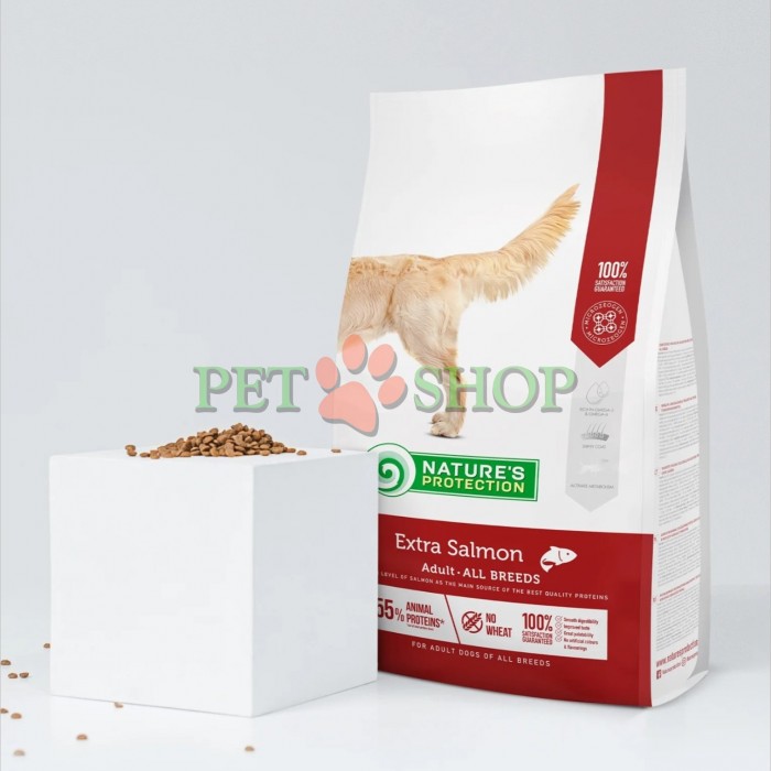 <p><strong>Nature&rsquo;s Protection Extra Salmon Adult All Breeds -&nbsp;</strong>это полнорационный сухой корм супер-премиум класса для взрослых собак всех пород, известный своим сбалансированным составом и тщательно отобранными ингредиентами, способствующими здоровому пищеварению. Основным источником белка в корме является лосось.</p>