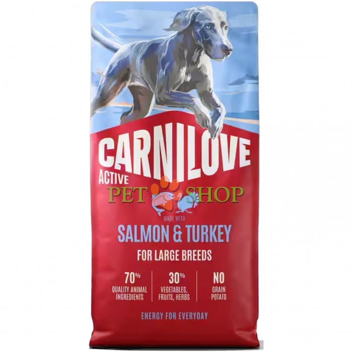 <p><strong>Carnilove&nbsp;Adult Large Breed Dog&nbsp;Salmon,&nbsp;Turkey -&nbsp;</strong>полнорационный беззерновой корм с лососем и индейкой для взрослых собак крупных пород (больше 25 кг). <strong>Свежее мясо -&nbsp;Без куриного мяса и жира -</strong>&nbsp;<strong>Без злаков.</strong></p>