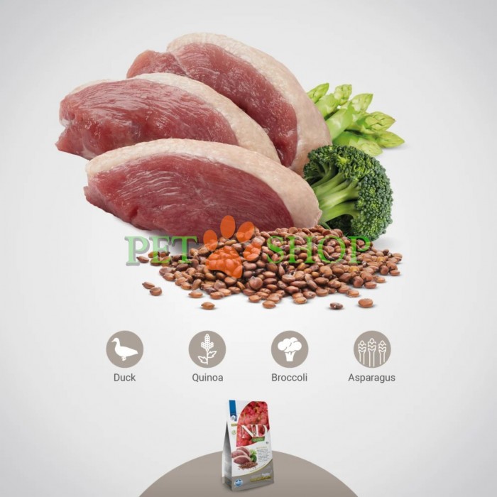 <p><strong>Farmina ND Cat Quinoa Neutered Duck, Quinoa, Broccoli, Asparagus</strong> - полнорационный сухой корм для стерилизованных кошек и кастрированных котов. Утка, киноа, брокколи и спаржа.</p>