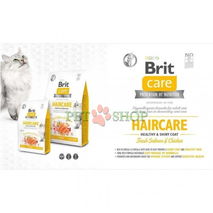 <p><strong>Brit Care Cat Grain-Free Haircare healthy and shiny coat </strong>- полнорационный корм для взрослых кошек с повышенными требованиями к уходу за шерстью. Гипоаллергенная беззерновая формула, богатая клетчаткой, которая облегчает выведение шерстяных комков.</p>