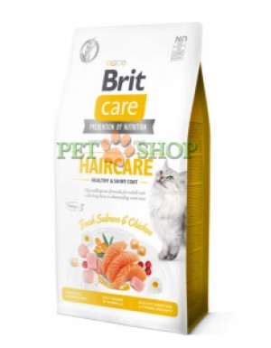 <p><strong>Brit Care Cat Grain-Free Haircare healthy and shiny coat </strong>- полнорационный корм для взрослых кошек с повышенными требованиями к уходу за шерстью. Гипоаллергенная беззерновая формула, богатая клетчаткой, которая облегчает выведение шерстяных комков.</p>