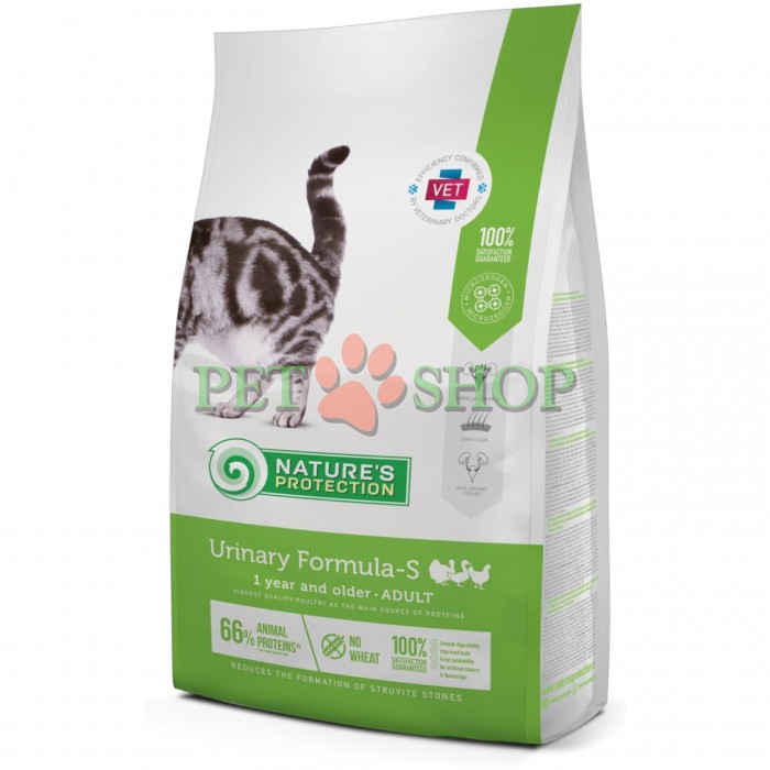 <p><strong>Nature&rsquo;s Protection Cat Urinary Formula-S -&nbsp;</strong>полнорационный сухой корм с мясом птицы для профилактики мочекаменной болезни у взрослых кошек.&nbsp;</p>