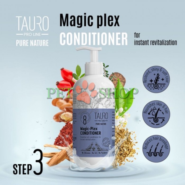 <p><strong>Tauro Pro Line Pure Nature Restorative Magic Plex</strong> &ndash; balsam destinat refacerii delicate a blănii uscate sau deshidratate, oferind hidratare profundă at&acirc;t la suprafață, c&acirc;t și &icirc;n interiorul firului de păr.</p>