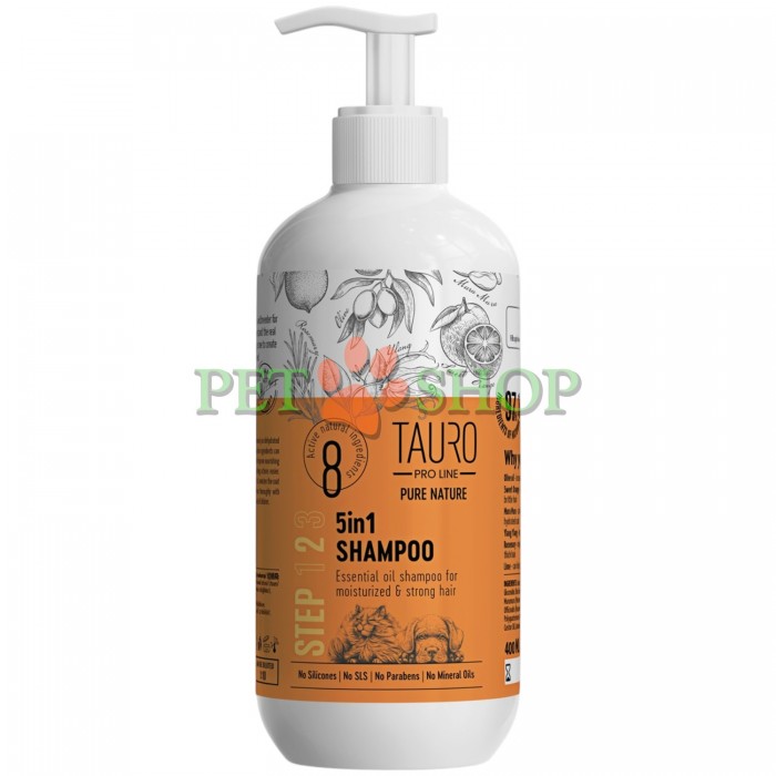 <p><strong>Tauro Pro Line Pure Nature 5in1 Shampoo -&nbsp;</strong>натуральный шампунь на основе восьми видов масел, предназначен для интенсивного увлажнения, бережного очищения и восстановления пересушенной и обезвоженной шерсти собак и кошек.</p>