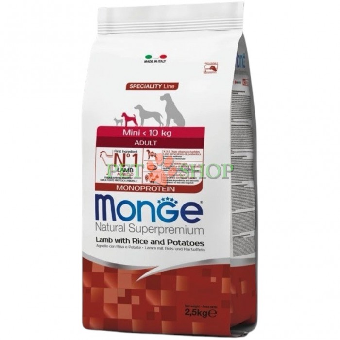 <p><strong>Monge Dog Speciality Line Monoprotein Mini&nbsp;Lamb, Rice, Potatoes</strong> - hrană uscată din carne de miel cu orez și cartofi pentru c&acirc;ini adulți de talie mică.</p>