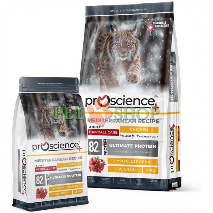 <p><strong>ProScience Cat Adult Hairball</strong>&nbsp;&mdash; это полнорационный и сбалансированный экструдированный сухой корм для взрослых кошек с курицей. Содержит <strong>82% белка животного происхождения</strong> и гипоаллергенную формулу с пониженным содержанием злаков. Корм помогает контролировать образование комков шерсти и обеспечивает полноценное питание для поддержания здоровья и активности взрослой кошки.</p>