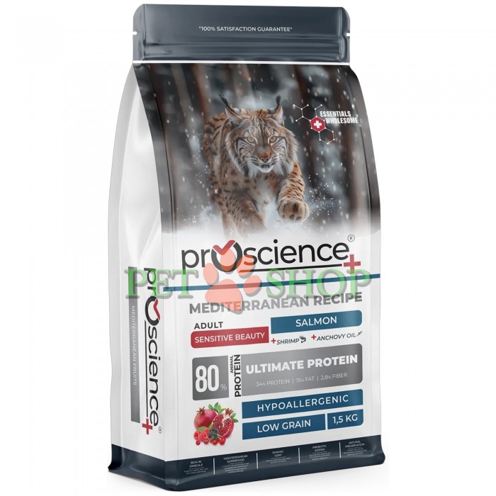 <p><strong>ProScience Cat Adult Sensitive Skin -&nbsp;</strong>полнорационный и сбалансированный экструдированный сухой корм для взрослых кошек с лососем. Содержит 80% белка животного происхождения, гипоаллергенную формулу с пониженным содержанием злаков и способствует поддержанию здоровья кожи и красоты шерсти.</p>