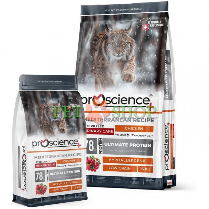 <p><strong>ProScience Sterilised Urinary Cat Adult -&nbsp;</strong>полнорационный и сбалансированный экструдированный сухой корм для стерилизованных кошек со вкусом курицы. Содержит 78% белка животного происхождения, гипоаллергенную формулу с пониженным содержанием злаков и обеспечивает полноценное и сбалансированное питание.</p>