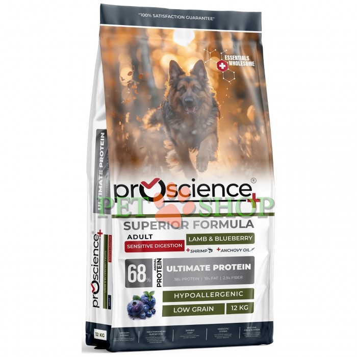 <p><strong>ProScience Adult Dog Sensitive&nbsp;Salmon, Blueberry -&nbsp;</strong>&mdash; полнорационный экструдированный сухой корм для взрослых собак всех пород с лососем и черникой. Специально разработан для поддержания здоровья кожи и красоты шерсти. Содержит <strong>67% белка животного происхождения</strong>, отличается гипоаллергенной формулой с пониженным содержанием злаков и обеспечивает сбалансированное ежедневное питание.</p>