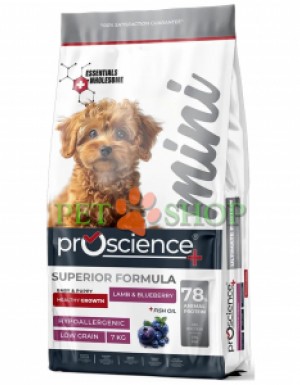 <p><strong>ProScience Dog Mini Puppy -&nbsp;</strong>полнорационный экструдированный сухой корм для щенков мелких и миниатюрных пород, а также беременных и кормящих собак <strong>с ягненком и черникой</strong>. Гипоаллергенная формула с пониженным содержанием злаков подходит для чувствительного пищеварения.</p>