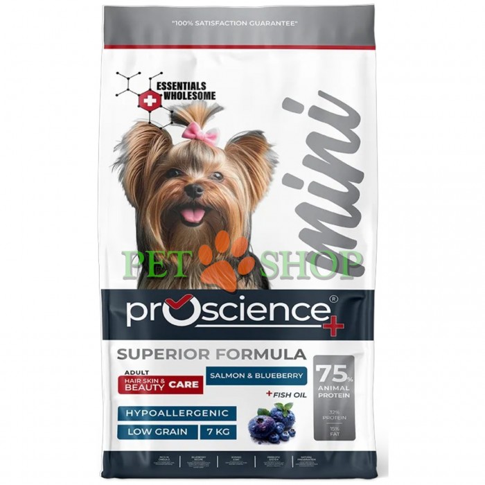 <p><strong>ProScience Mini Adult Dog Salmon, Blueberry</strong>&nbsp;&mdash; это сухой корм на основе лосося, специально разработанный с учетом уникальных потребностей маленьких взрослых собак.</p>