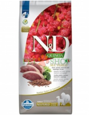 <p><strong>Farmina ND Quinoa Neutered Dog Adult Medium, Maxi Duck, Quinoa, Broccoli,&nbsp;Asparagus -&nbsp;</strong>полнорационный сухой корм для взрослых стерилизованных/кастрированных собак средних и крупных пород.</p>
