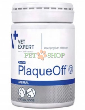 <p><strong>Vet Expert PlaqueOff</strong> &mdash; это <strong>100% натуральная пищевая добавка<!--TgQPHd|||[]--></strong> в виде порошка (гранул), предназначенная для ежедневной гигиены ротовой полости, уменьшения зубного налета, профилактики зубного камня и устранения неприятного запаха из пасти у собак и кошек.</p>