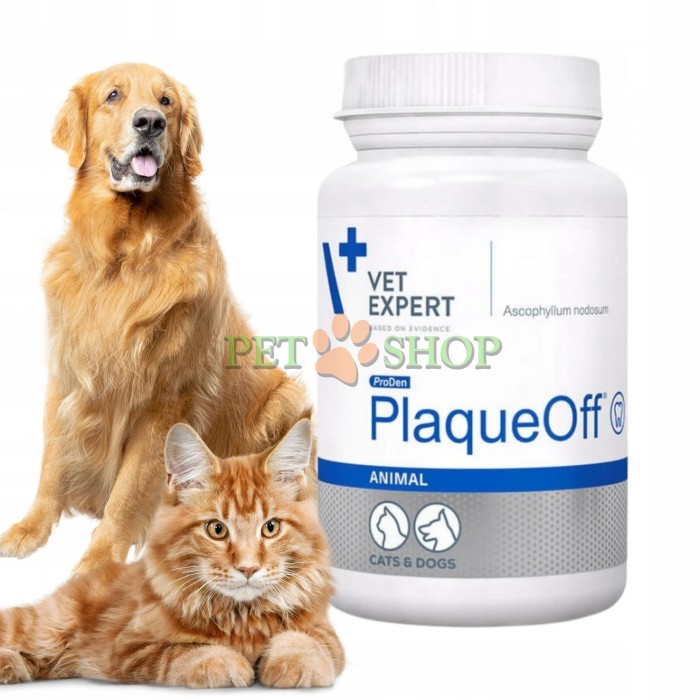 <p><strong>Vet Expert PlaqueOff</strong> &mdash; это <strong>100% натуральная пищевая добавка<!--TgQPHd|||[]--></strong> в виде порошка (гранул), предназначенная для ежедневной гигиены ротовой полости, уменьшения зубного налета, профилактики зубного камня и устранения неприятного запаха из пасти у собак и кошек.</p>