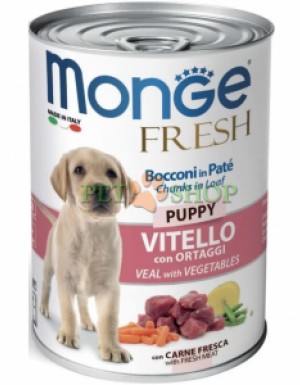 <p><strong>Monge Fresh Chunks in Loaf Puppy&nbsp;Veal with Vegetables -&nbsp;</strong>полнорационный и сбалансированный влажный корм для щенков с телятиной и овощами.</p>