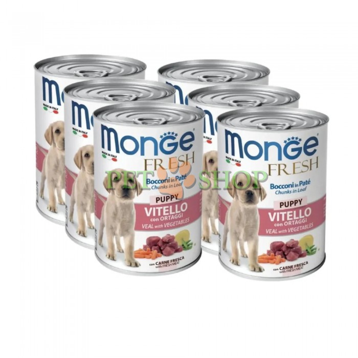 <p><strong>Monge Fresh Chunks in Loaf Puppy&nbsp;Veal with Vegetables -&nbsp;</strong>полнорационный и сбалансированный влажный корм для щенков с телятиной и овощами.</p>
