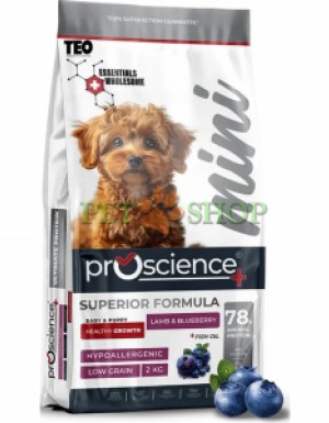 <p><strong>ProScience Dog Mini Puppy -&nbsp;</strong>полнорационный экструдированный сухой корм для щенков мелких и миниатюрных пород, а также беременных и кормящих собак <strong>с ягненком и черникой</strong>. Гипоаллергенная формула с пониженным содержанием злаков подходит для чувствительного пищеварения.</p>