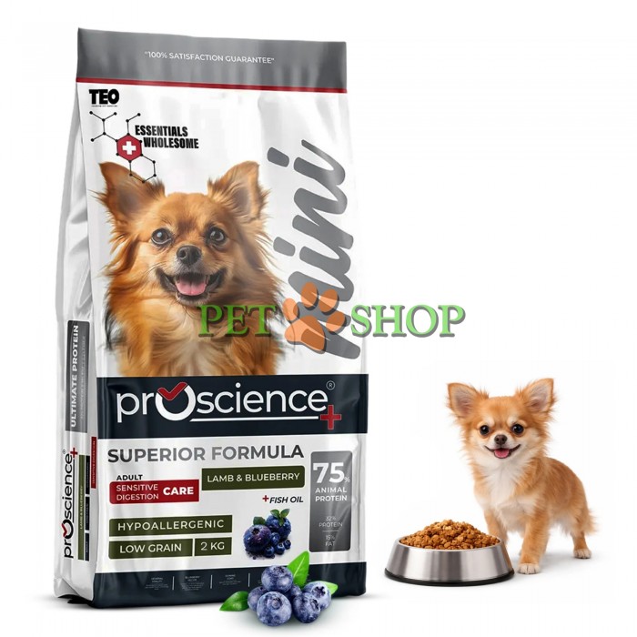 <p><strong>ProScience Mini Adult Dog&nbsp;Sensitive Digestion Lamb,&nbsp;Blueberry</strong> -&nbsp;это корм супер-премиум класса, специально разработанный с учетом уникальных физиологических потребностей маленьких взрослых собак с ягненком и черникой.</p>