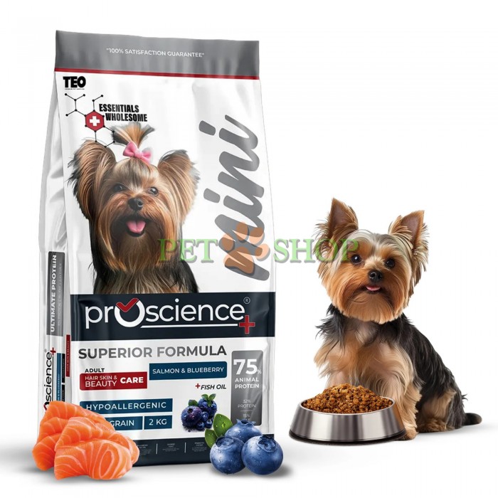 <p><strong>ProScience Mini Adult Dog Salmon, Blueberry</strong>&nbsp;&mdash; это сухой корм на основе лосося, специально разработанный с учетом уникальных потребностей маленьких взрослых собак.</p>