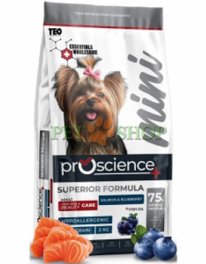 <p><strong>ProScience Mini Adult Dog Salmon, Blueberry</strong>&nbsp;&mdash; это сухой корм на основе лосося, специально разработанный с учетом уникальных потребностей маленьких взрослых собак.</p>