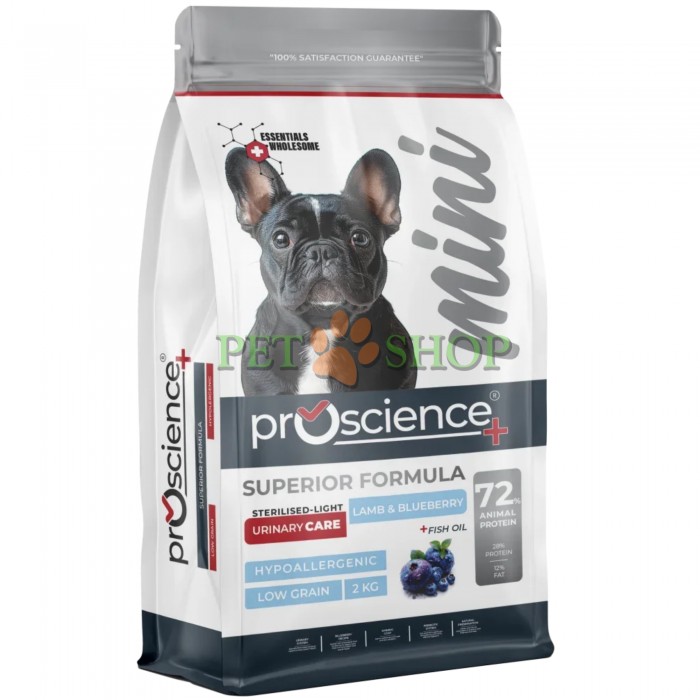<p><strong>ProScience Mini Adult Dog Light, Sterilised Urinary&nbsp;Lamb, Blueberry</strong> &mdash; полнорационный сухой корм класса gourmet для стерилизованных собак мелких и миниатюрных пород. Не содержит искусственных добавок и консервантов. Гипоаллергенная рецептура с низким содержанием зерновых способствует поддержанию здоровья мочевыделительной системы.</p>