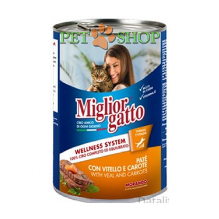 <p><strong>Miglior Gatto Pate Vitello E Carote 405 гр pateu de carne de vită cu morcovi</strong><strong> pentru pisici</strong></p>