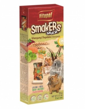<p><strong>Tratament pentru rozătoare și iepuri Vitapol Smakers cu legume 90 grame, 2 buc per pachet</strong></p>