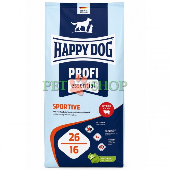 <p><strong>Полноценный сбалансированный корм Happy Dog Sportive 20 KG для взрослых собак с высокой активностью. Подходит собакам уличного и вольерного содержания. Изготовлен из высококачественного мяса птицы и говядины и полезных злаков.</strong></p>
